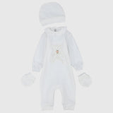 Blossom Bear Long-Sleeved Baby Footless Onesie With Cap & Gloves - Ourkids - Berceau