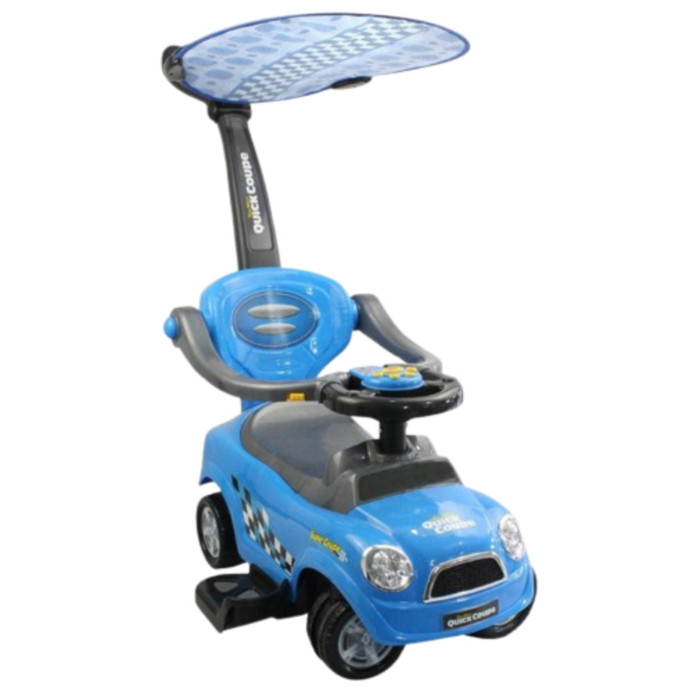 Blue 3-In-1 Sliding Car Sliding Vehicle with Removable Push Handle Protective Bar and Hidden Storage Toy Car for Children