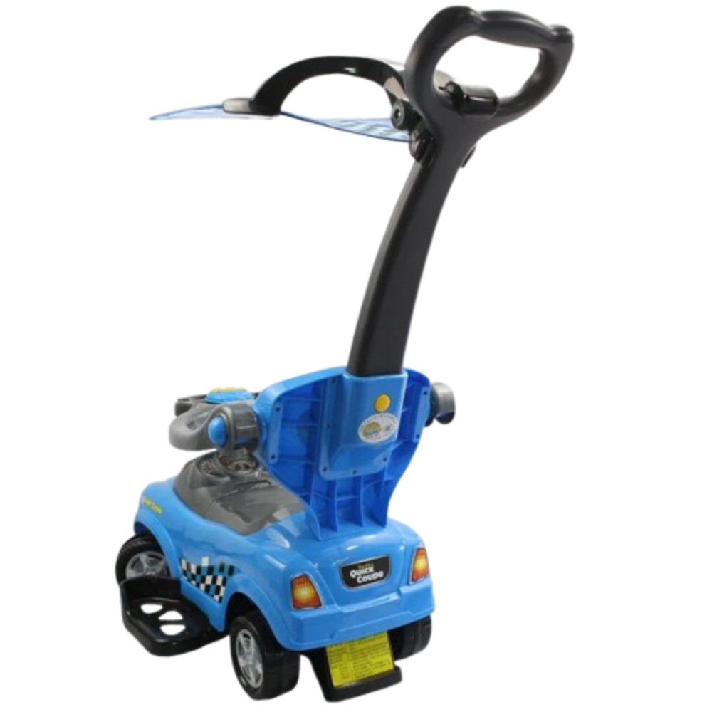 Blue 3-In-1 Sliding Car Sliding Vehicle with Removable Push Handle Protective Bar and Hidden Storage Toy Car for Children