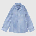 Blue Checkered Long-Sleeved Shirt - Ourkids - Pompelo