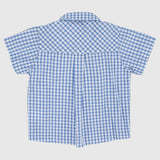 Blue Checkered Short-Sleeved Shirt - Ourkids - Pompelo