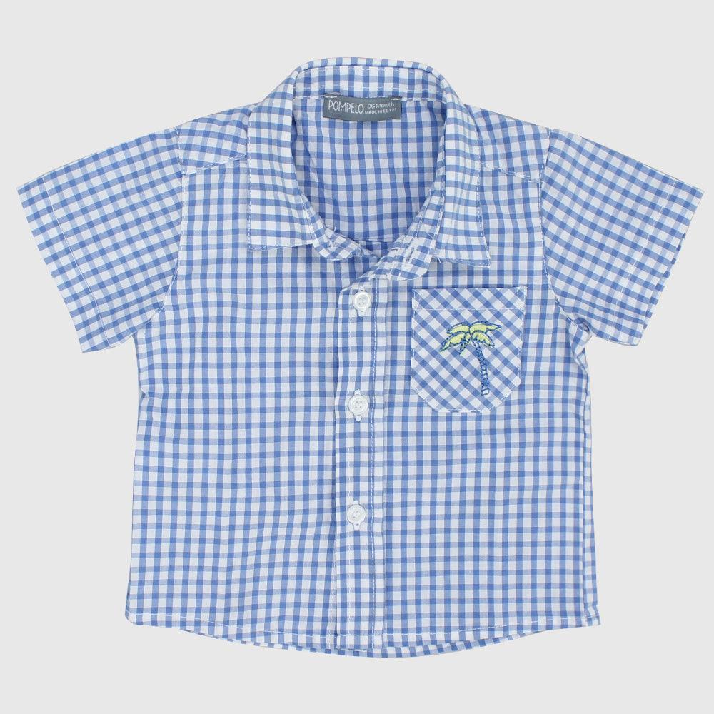 Blue Checkered Short-Sleeved Shirt - Ourkids - Pompelo