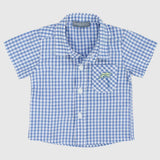 Blue Checkered Short-Sleeved Shirt - Ourkids - Pompelo