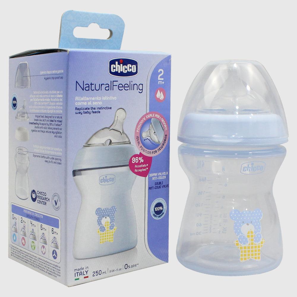 Blue Chicco Natural Filling Plastic Bottle 250 ml (2+ Months) - Ourkids - Chicco