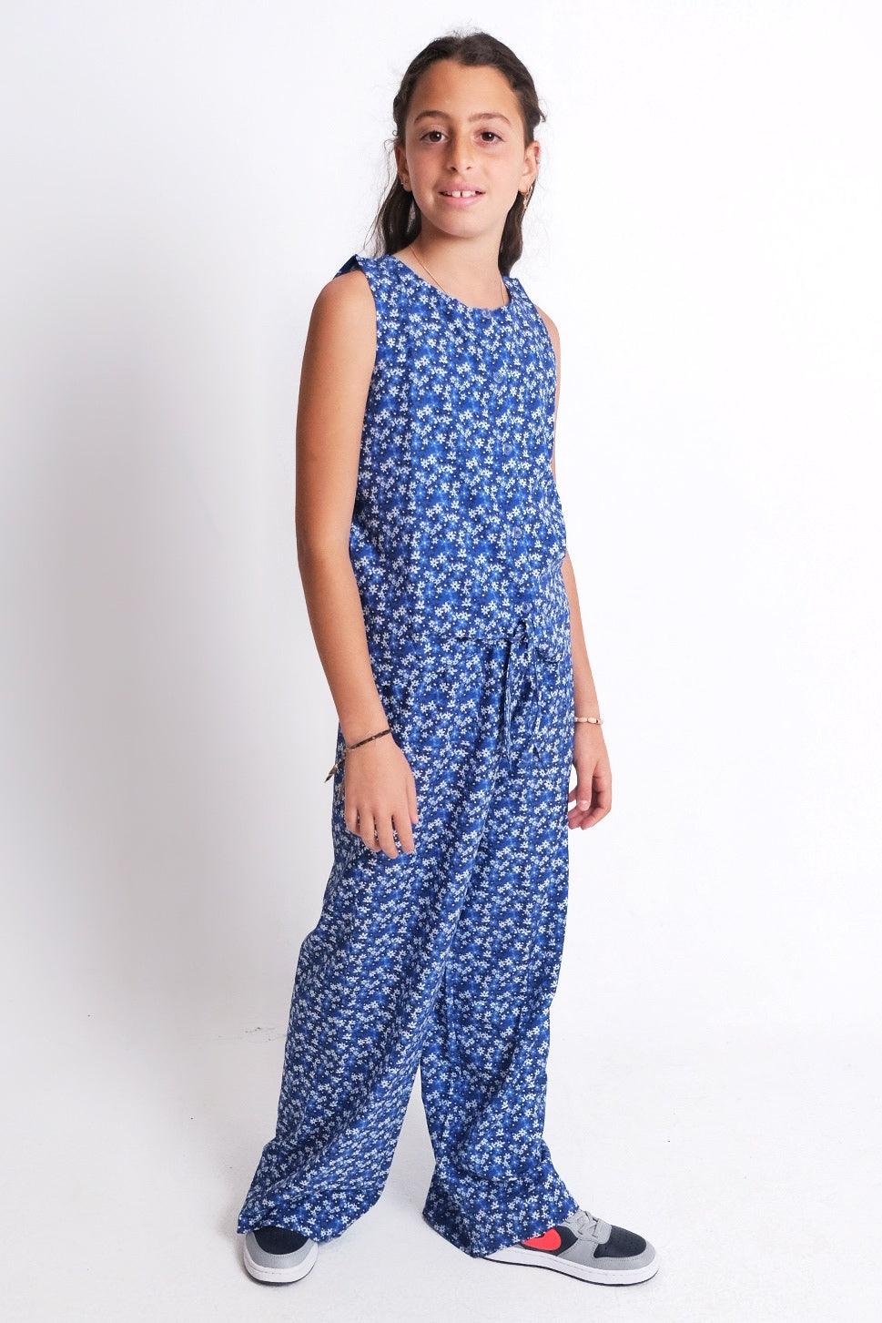 Blue Floral Comfy Pants - Ourkids - Playmore