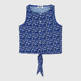 Blue Floral Sleeveless Blouse - Ourkids - Playmore