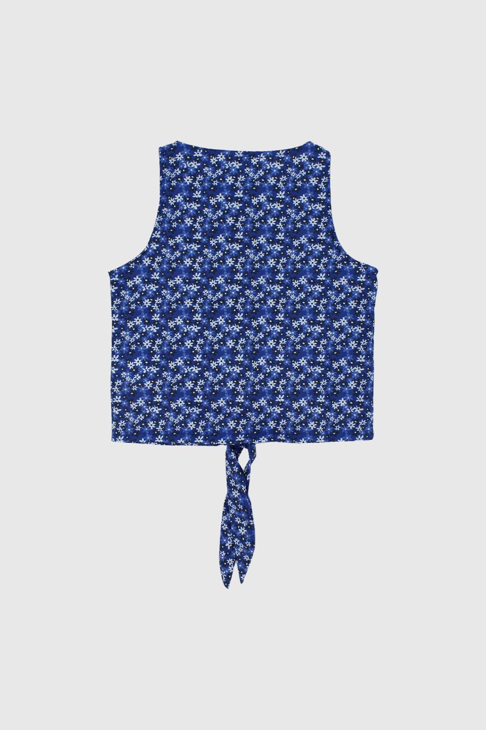 Blue Floral Sleeveless Blouse - Ourkids - Playmore