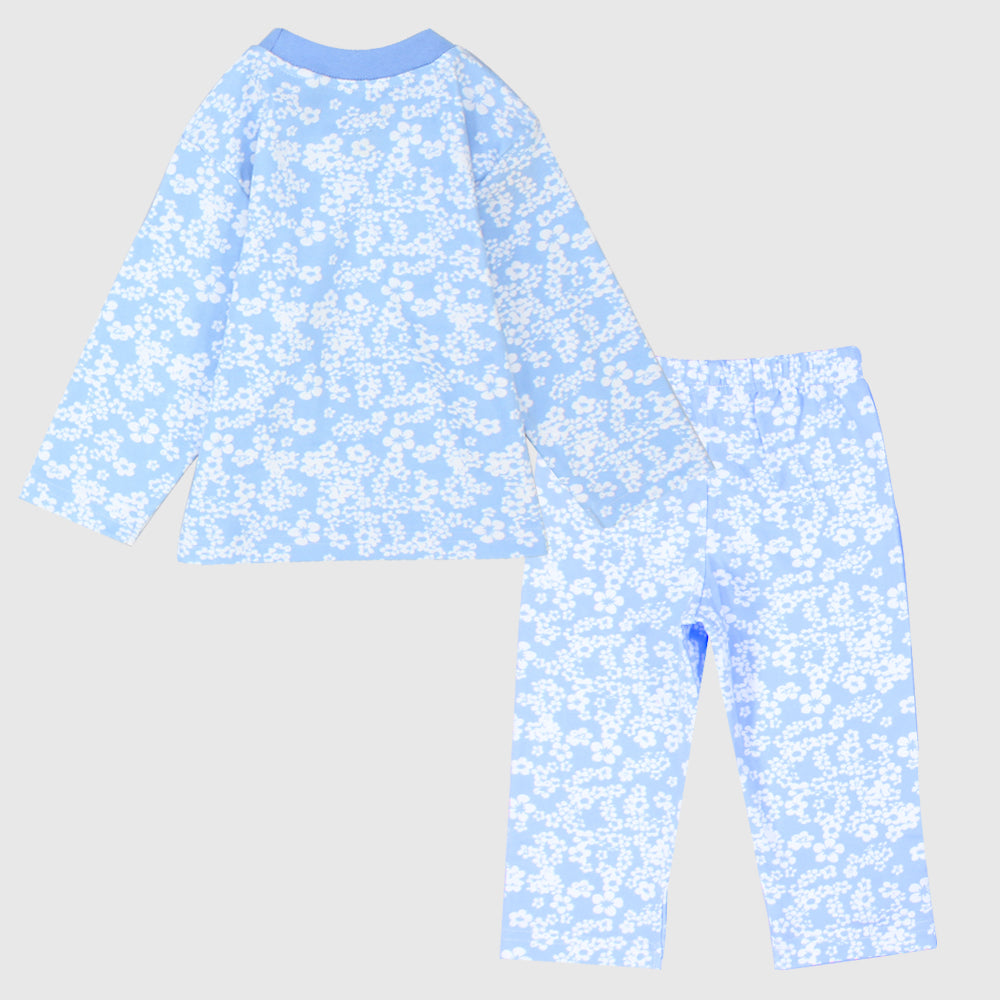 Blue Flowery Long-Sleeved Pajama - Ourkids - Al Sayad