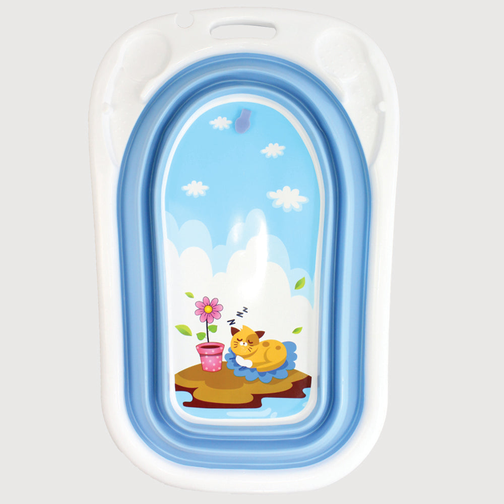 Blue Happy Baby Foldable Bathtub (Sleeping Cat) - Ourkids - Happy Baby