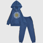 Blue Long-Sleeved Fleeced Hooded Pajama - Ourkids - JOKY