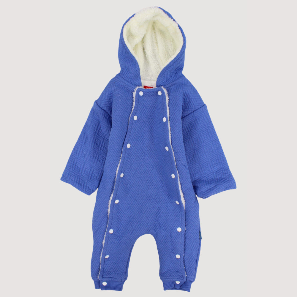 Blue Long-Sleeved Hooded Footless Onesie - Ourkids - Junior