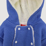 Blue Long-Sleeved Hooded Footless Onesie - Ourkids - Junior