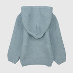 Blue Long-Sleeved Hooded Knit Jacket - Ourkids - Playmore