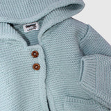 Blue Long-Sleeved Hooded Knit Jacket - Ourkids - Playmore