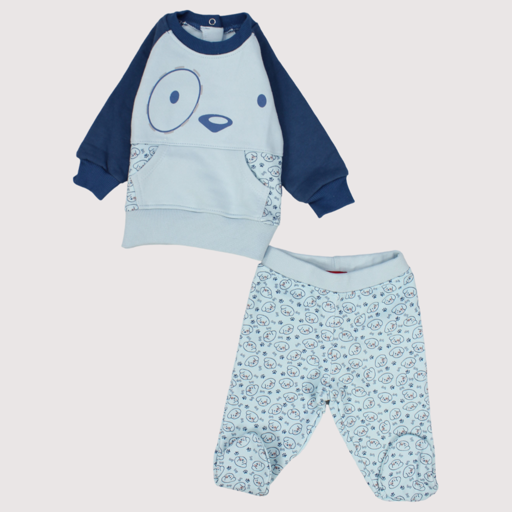 Blue Puppy Long-Sleeved Pajama - Ourkids - Junior