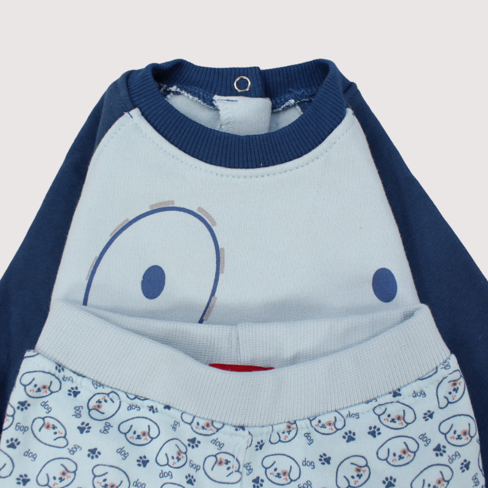 Blue Puppy Long-Sleeved Pajama - Ourkids - Junior