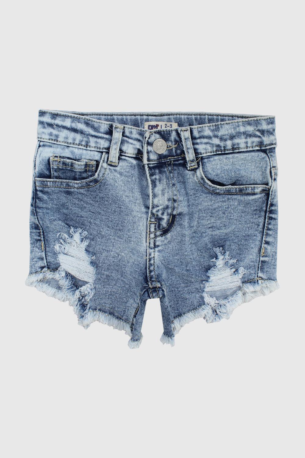 Blue Ripped Jean Shorts - Ourkids - Playmore