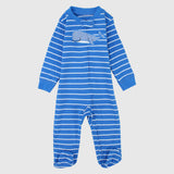 Blue Shark Long-Sleeved Baby Footie - Ourkids - Baby Land