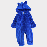 Blue Teddy Fleeced Hooded Onesie - Ourkids - Ourkids