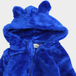 Blue Teddy Fleeced Hooded Onesie - Ourkids - Ourkids