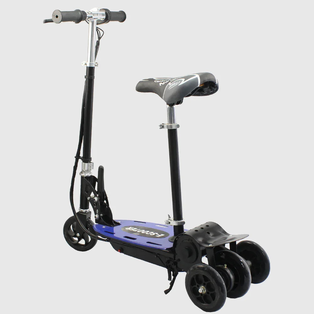 Blue/Black Kick E-Scooter Electric Seat Foldable Kids Electric Scooter - Ourkids - E-Scooter