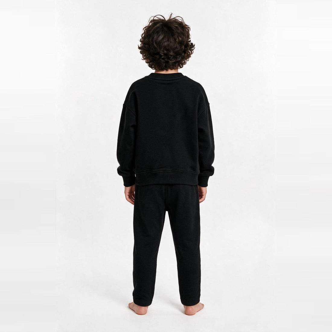 Unisex Cotton Milton Sweatshirt – Black — on model, back 1
