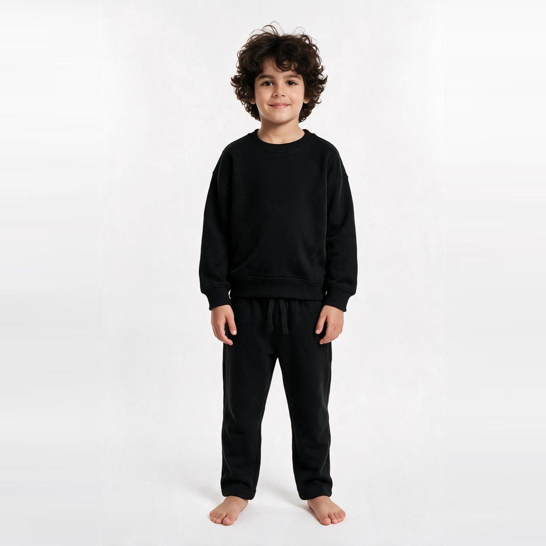 Unisex Cotton Milton Sweatpants – Black — on model 1