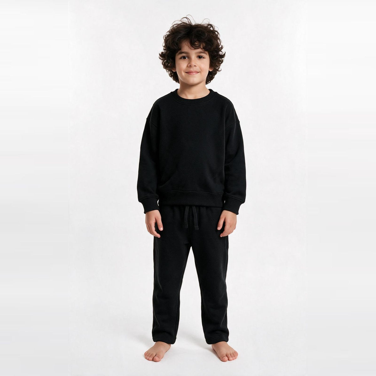 Unisex Cotton Milton Sweatpants – Black — on model 1