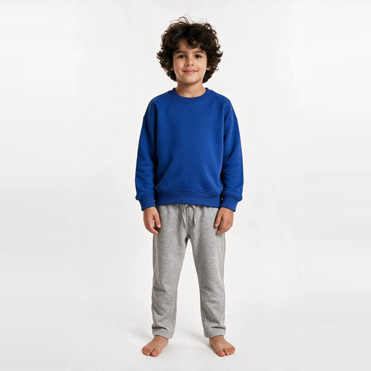Unisex Cotton Milton Sweatshirt – Blue — on model 1