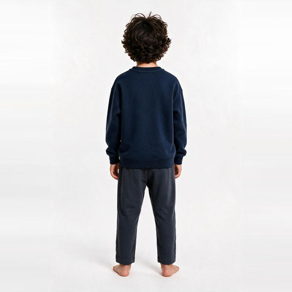 Unisex Cotton Milton Sweatpants – Dark Grey — on model, back 1