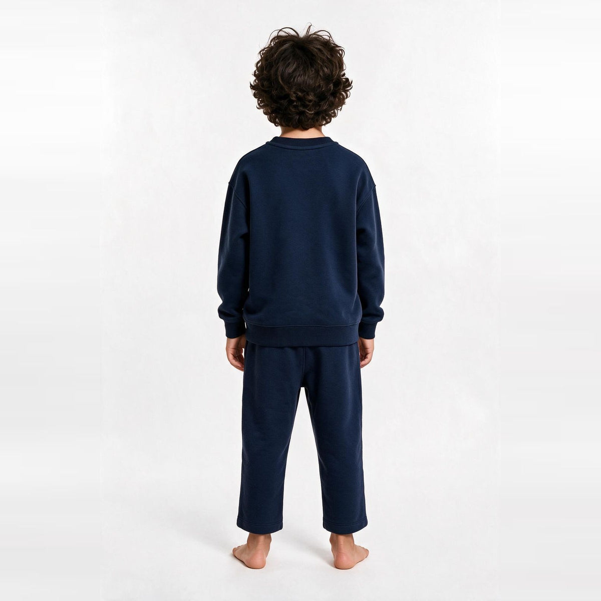 Unisex Cotton Milton Sweatshirt – Navy — on model, back 1