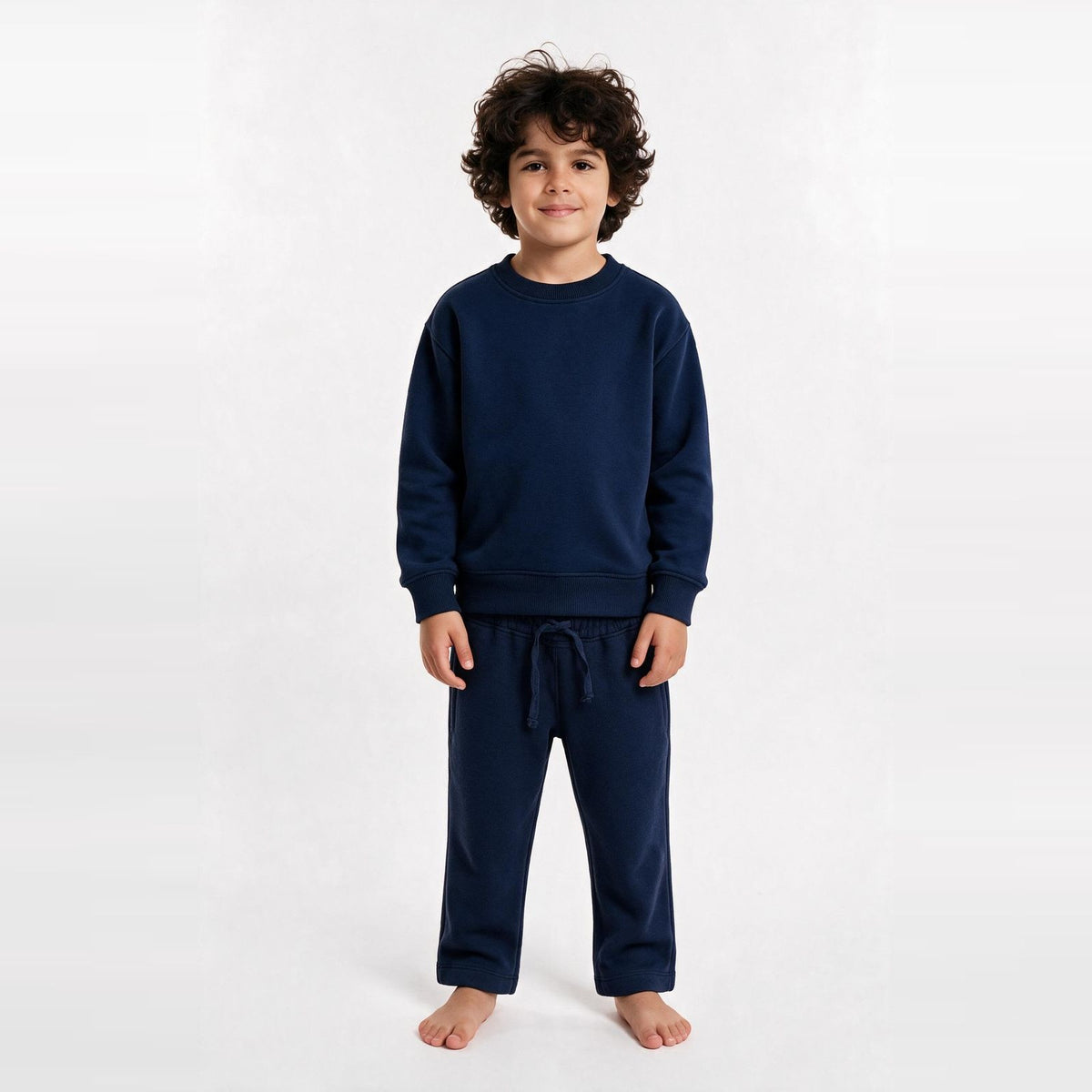 Unisex Cotton Milton Sweatpants – Navy — on model 1