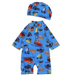 Boy's Overall Swimsuit + Cap (Cars) - Ourkids - Global