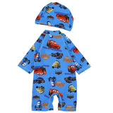 Boy's Overall Swimsuit + Cap (Cars) - Ourkids - Global