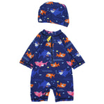 Boy's Overall Swimsuit + Cap (Sharks) - Ourkids - Global