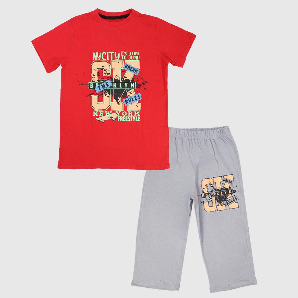 Brooklyn Short-Sleeved Pajama - Ourkids - Rosso