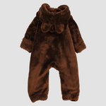 Brown Teddy Fleeced Hooded Onesie - Ourkids - Ourkids