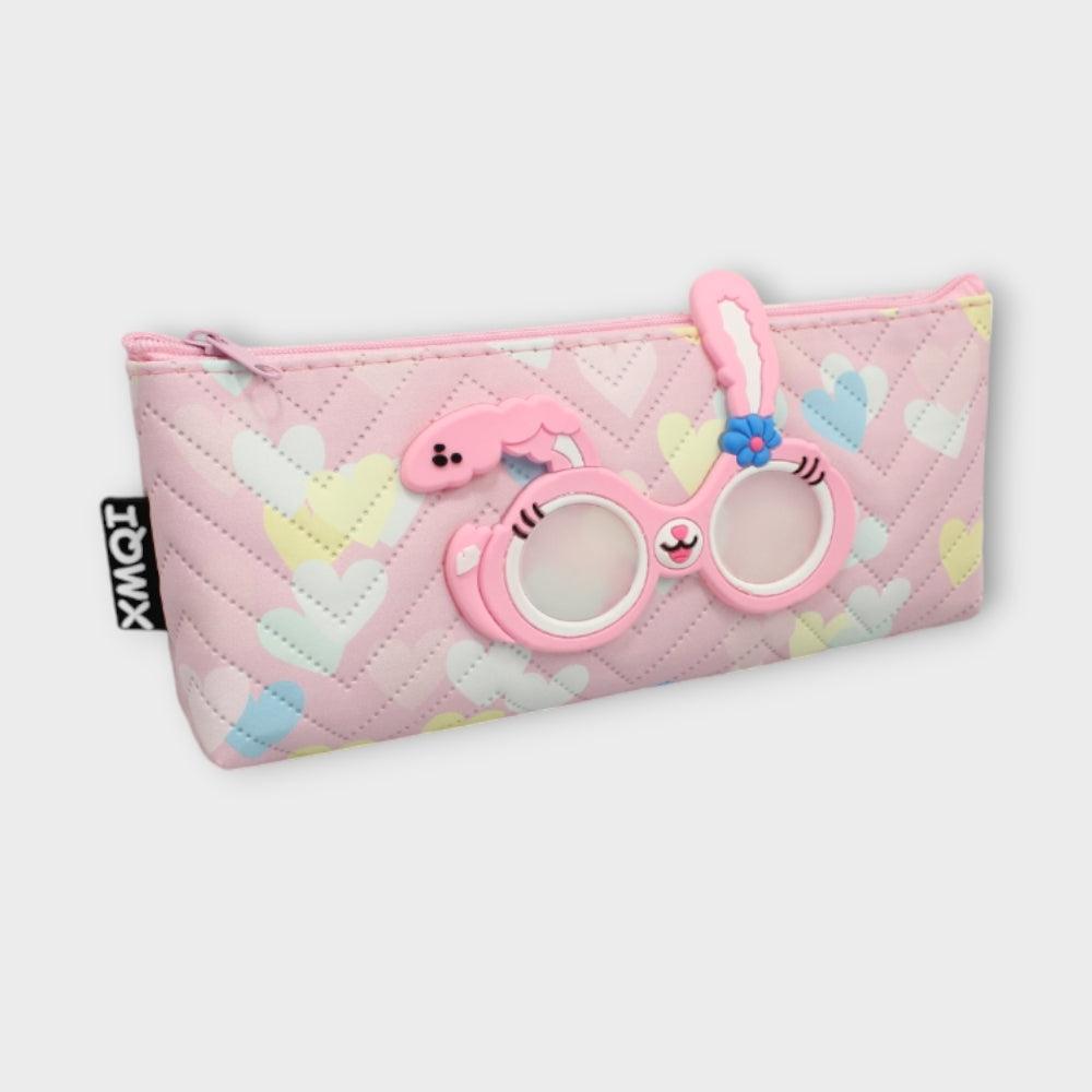 Bunny Glasses Pink Pencil Case - Ourkids - TWK