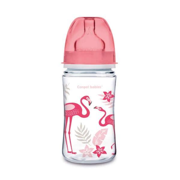 Canpol Babies Jungle Wide Neck Bottle Pink For Children From 3 Months 240 ml - Ourkids - Canpol Babies