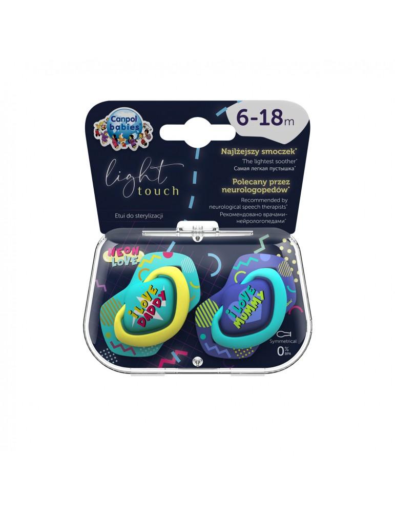 Canpol babies Symmetric Silicone Pacifier Neon Love 6-18m Blue - Ourkids - Canpol Babies