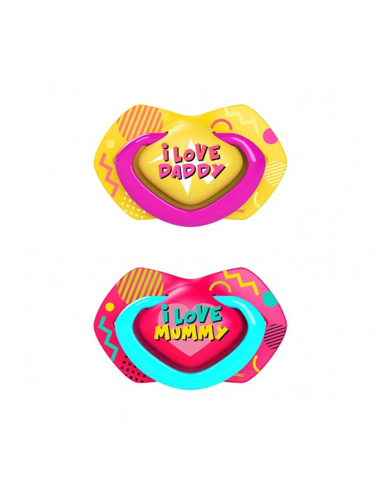 Canpol babies Symmetric Silicone Pacifier Neon Love 6-18m Pink - Ourkids - Canpol Babies
