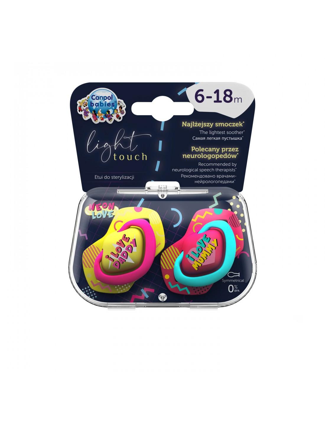 CANPOL BABIES Symmetric silicone pacifier NEON LOVE pink 2 pieces - Ourkids - Canpol Babies