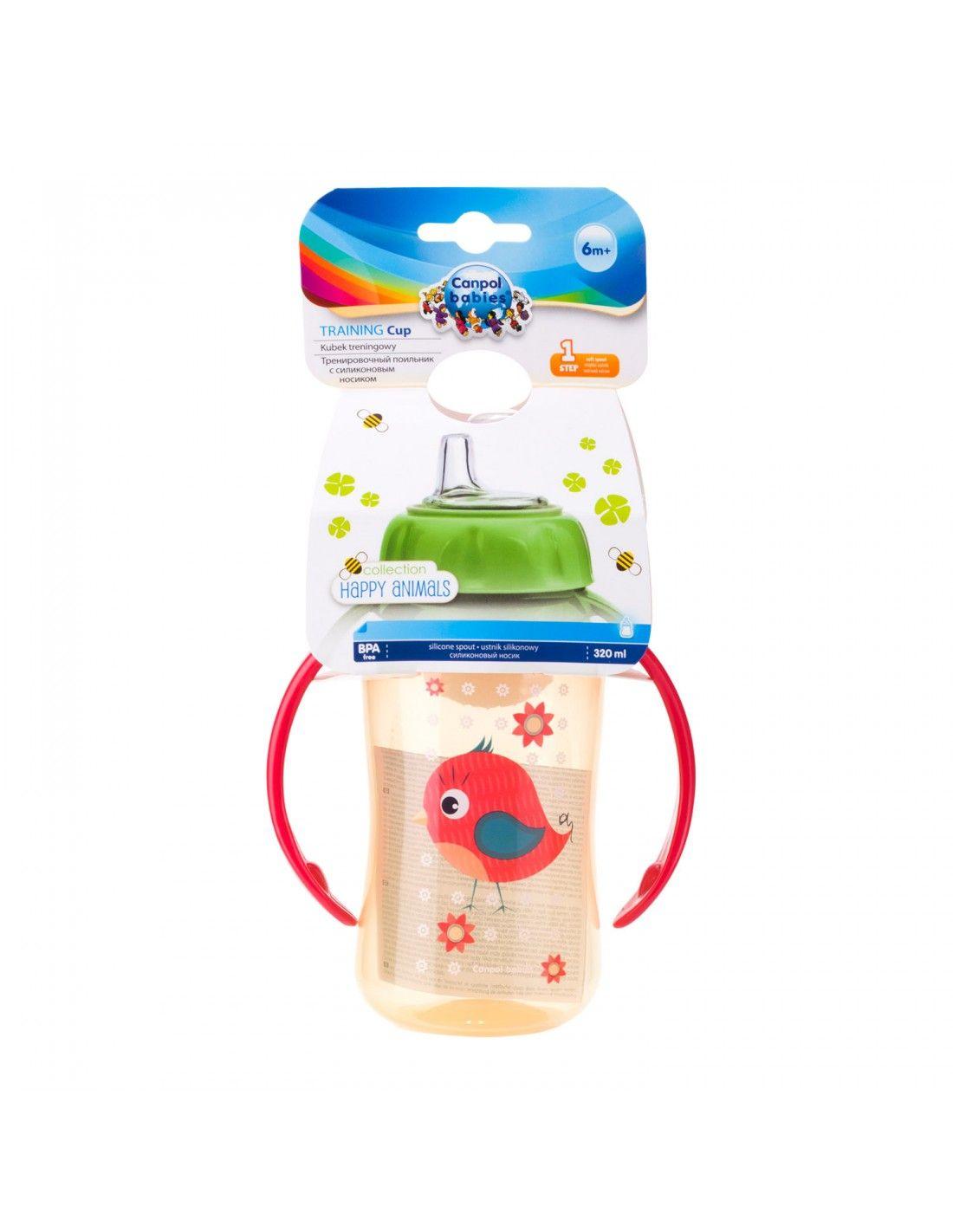 CANPOL BABIES Training cup 320ml silicone mouthpiece, Cute Animals red - Ourkids - Canpol Babies