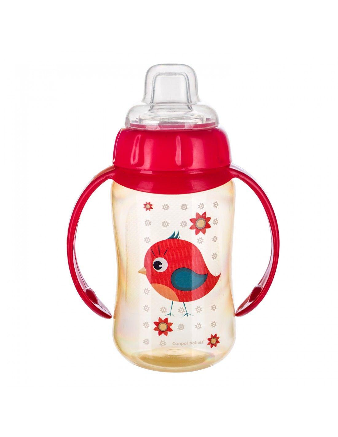 CANPOL BABIES Training cup 320ml silicone mouthpiece, Cute Animals red - Ourkids - Canpol Babies