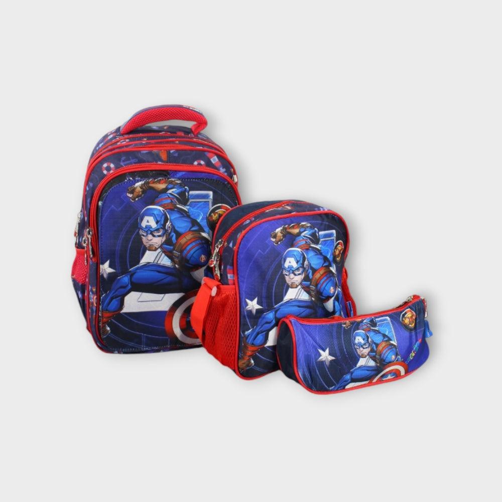 Captain America 15 Inches School Set - Ourkids - Golden Bag