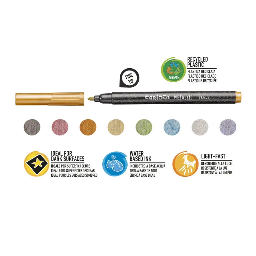 Carioca Metallic Fineliner 8 Felt Markers - Ourkids - Carioca