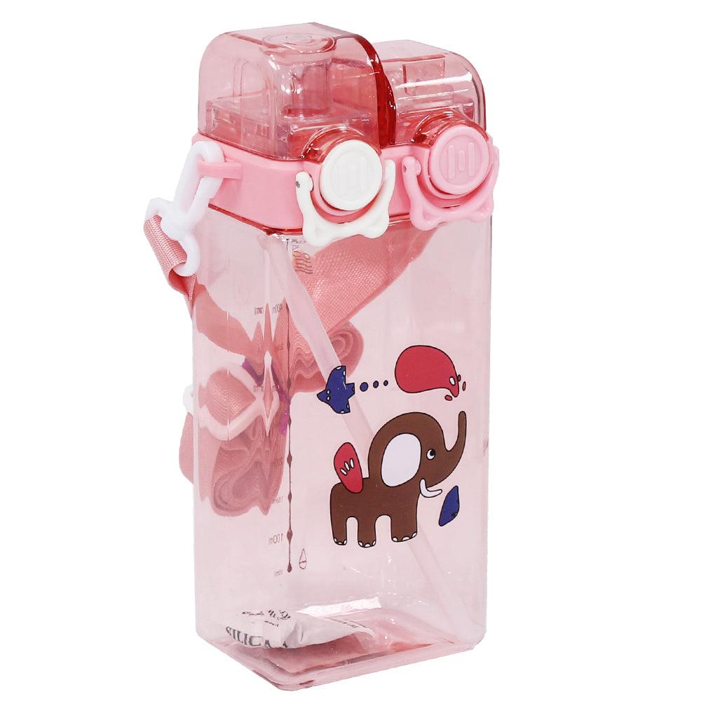 Cartoon Pattern Drinking Cup Square Double Straw Water Bottle - Ourkids - OKO