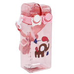 Cartoon Pattern Drinking Cup Square Double Straw Water Bottle - Ourkids - OKO