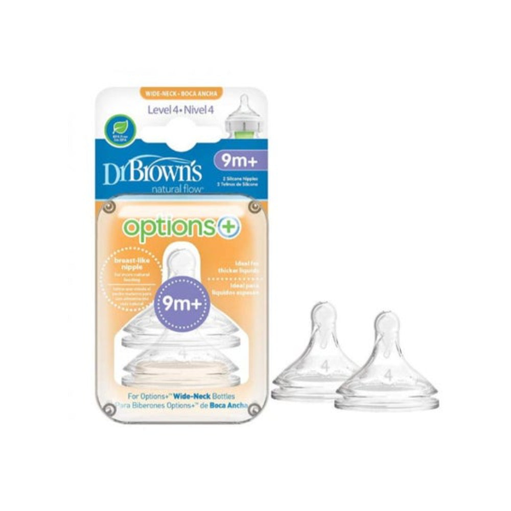 Dr. Brown's Wide Neck Options+ Level-4 Teats +9m (Pack of 2)
