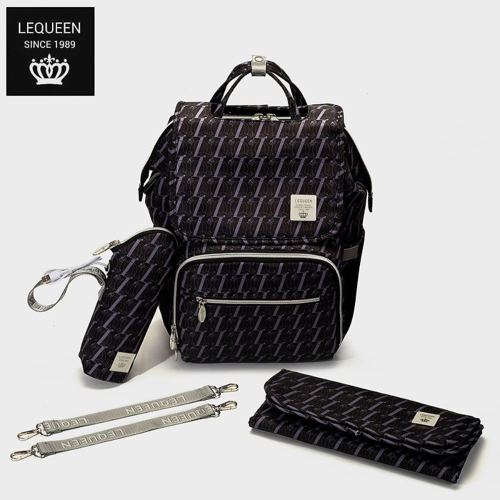 LeQueen Diamond 8th Special Edition Soft Waterproof Diaper Bag - Black
